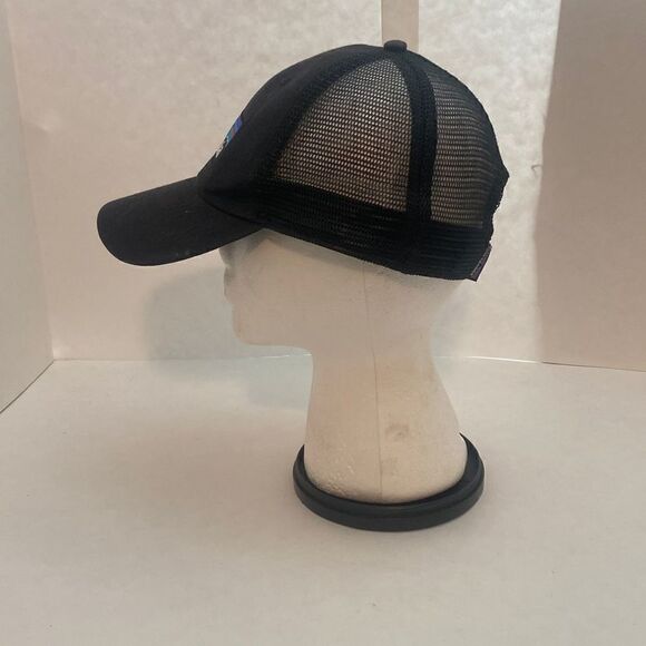 Patagonia Mountain Logo Mesh Trucker Hat Cap Snapback Black‎ - Picture 2 of 5